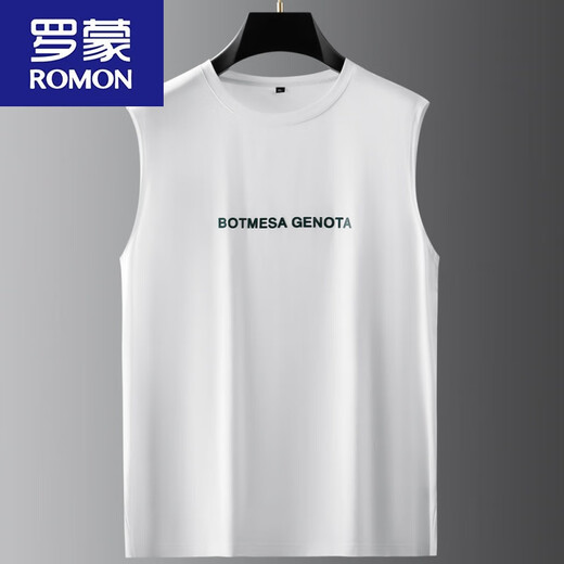 Romon modal algodón de gran tamaño de gran tamaño para hombres chaleco de cuello redondo nuevo grasa de hielo graso deportivo y fitness chaleco zy3820 negro 5xl