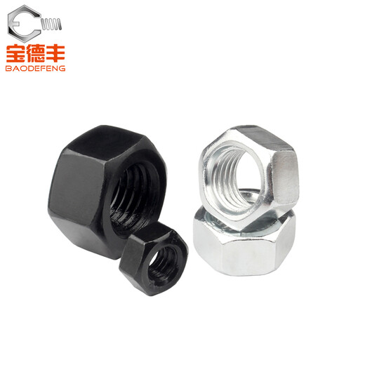 Baodefeng anti-thread hexagonal nut left-hand left-thread nut anti-thread anti-buckle nut M4M5/M6M8/M10M12/M14 8.8 grade iron black anti-thread M10 10 pieces
