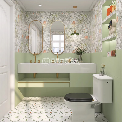 Elfe de pomme Elfe de pomme 400x800 Nyonya Style Soft Flower Flower Tiles French Retro Kitchen Tiles de salle de bain Avocado Green H681 Installation mixte 400x800