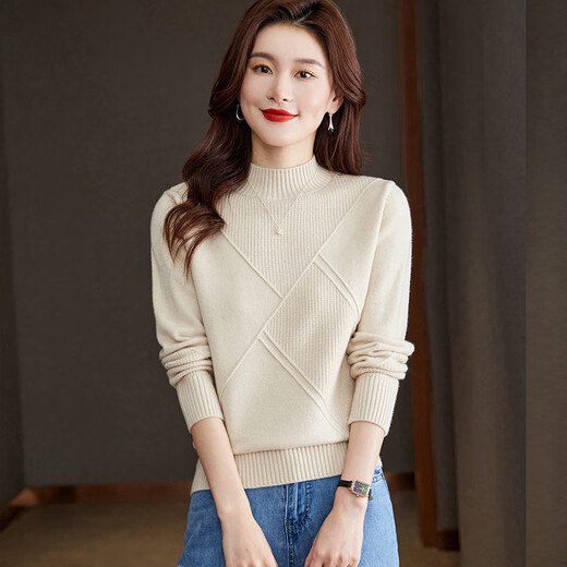 Gemila Half Turtleneck Sweater Women's Sweater Women's Autumn and Winter Short Style Winter New Fashion Women's Bottoming Shirt Top Red L 110-120Jin Jin equals 0.5 kg