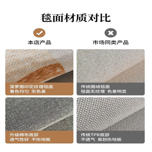 American style carpet, living room room decoration, bedroom bedside blanket, long strip in front of the bed, non-slip, long horizontal light grain Dornier cotton base carpet 60*160cm, wear-resistant and scratch-resistant