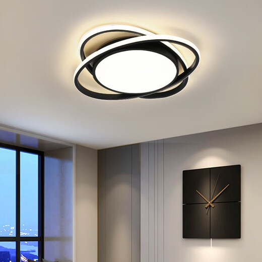 XMSJ bedroom lamp ed ceiling lamp simple modern Nordic style super bright room lamp Wuji dimming Zhongshan lamp 0W 0 internal suitable 0lm black 693 diameter 42cm three-color light