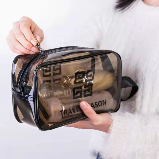 Jingtang Travel Toilet Bag Transparent Shower Cosmetic Bag Waterproof Storage Bag Korean Simple Storage Bag Black Gray Transparent Medium Size