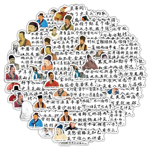 励志迷你小贴纸古风人物古诗词文字复古诗句中国风行李箱手机贴画 励志文字 E型 3291包60张 不重