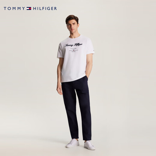 Tommy Hilfiger Autumn and Winter Men's Urban Business Commuting Classic Dark Texture Slightly Elastic Tapered Suit Pants Casual Pants Navy DW5 - Loose Version - Normal Shot 31 (2.4 feet)