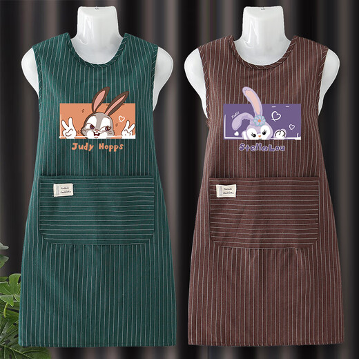 Gemengtong vest apron kitchen household pure cotton catering special cooking list 2025 new cute women's work clothes gray-ZJ701 vest vertical cotton 1 piece