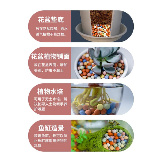 Manlife colorful small ceramsite 2.5KG potted fish tank succulent pavement stone flower pot bottom hydroponic decoration breathable anti-rot root