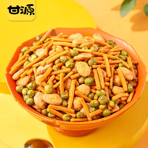 甘源烤肉味虾条豆果100g虾条蚕豆青豆儿童膨化休闲零食坚果炒货小包装