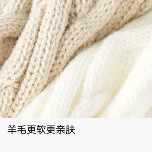 Cotton bamboo house wool socks for women autumn and winter knitted pile socks antibacterial non-slip white jk long tube warm calf socks milk white 1 pair one size fits all 35-39