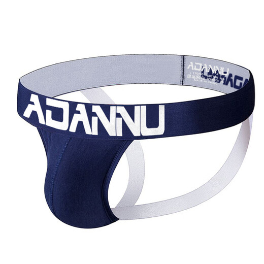 Adannu Herrenunterwäsche Baumwolle sexy Tanga Einheitliche Farbe Personalisierter Doppel -Tanga ad131 Blau 2xl