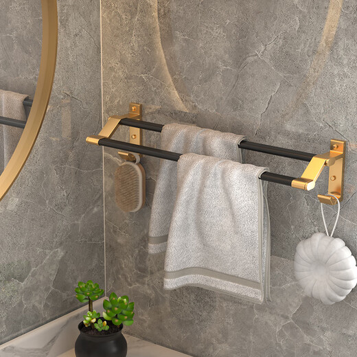 No punch-out towel rack bathroom towel rack hook bathroom hanger single and double towel rod Yahei 3 sets 13590