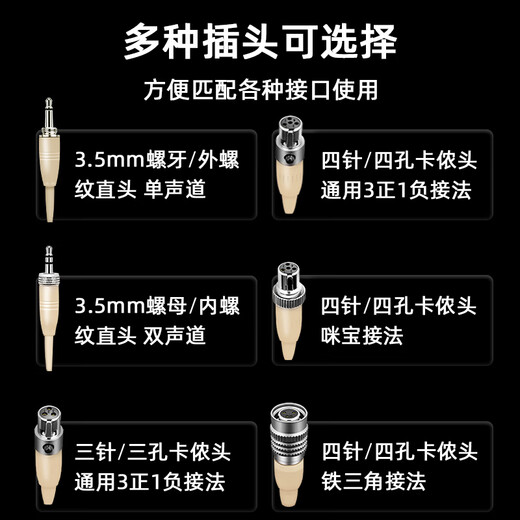 European and American sound universal head-mounted wired headset cable for stage performance wireless Little Bee audio amplifier teacher-specific ear-hook microphone skin color flesh-colored invisible ear-hook microphone cable four-pin/four-hole XLR (universal engineering style) skin color headset plug and play, can't be thrown away