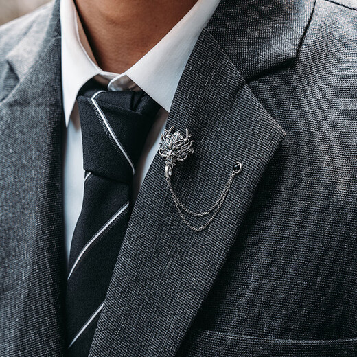 Mingyang Decorative Sea MYSH 925 silver 3D dragon head brooch men's original design high-end suit pin birthday gift dragon head brooch + brand black gift box