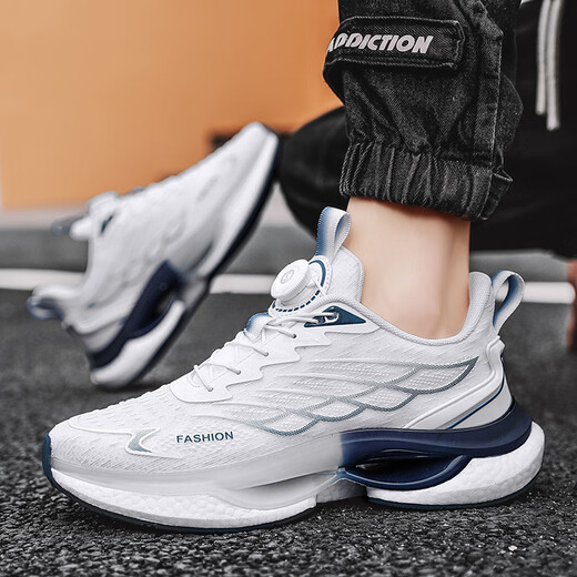 
Caotu (CAOTU) men's shoes spring and summer breathable sports and casual men's trendy shoes men's mesh shock-absorbing running shoes men's thick-soled dad shoes men 9888 white lan [mesh style] 40 standard code