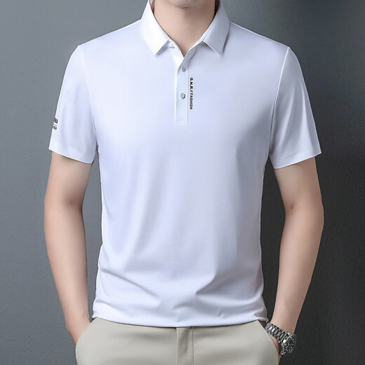 Camiseta aristocrática de manga corta de lujo de lujo para hombres en verano Fina de color sólido de color sólido y versátil camiseta de media manga para hombres 9859 marrón claro 3xl 190 Tamaño [recomendado 180-200 Jin [Jin equivale a 0.5 kg]]