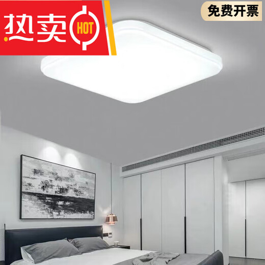 枫岚情 FENGLANQ照明正方形led吸顶灯客厅三色灯具家用简约卧室遥控书房阳台厨 银线款 22x22公分LED白光12WA