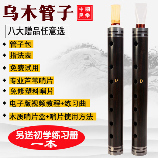 Master Chen’s ebony pipe beginner tear gas pipe instrument D-tube copper hoop [1 plastic whistle]+8