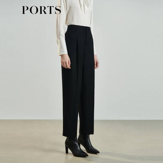 PORTS Women's Autumn and Winter New Sewn Knitted Mid-calf Trousers LL9P031LWW042 Black S (4)