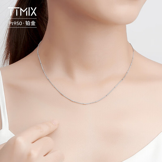 TTMIX Chopard intercolumn pt950 platinum necklace women's platinum women's clavicle chain long sweater chain abalone buckle 4.11g 40cm thick 1.3mm