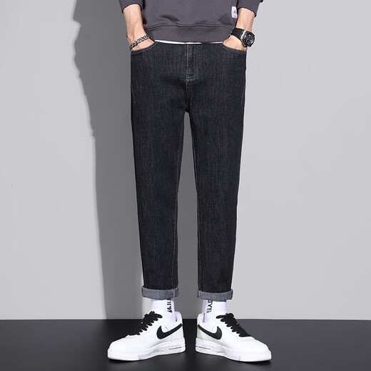 Weiqian (WEIQIAN) jeans men's spring and summer new style pants men's loose straight pants men's large size versatile trendy casual men's trousers [two pairs] K6621 black gray + K6621 light blue 28