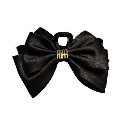 Tang Funi Big Bow Hair Clip High-end Satin Exquisite Hair Shark Clip Elegant Hair Clip on the Back of the Head Hair Accessory Letter Satin Bow Clip