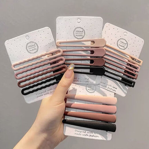 Qindu Traceless Duckbill Clip Large Bangs Clip Forehead Hairpin Side Broken Hair Back of Head Female Summer Hair Accessory Hairpin Wave-4 Pack Dark-Duckbill Clip