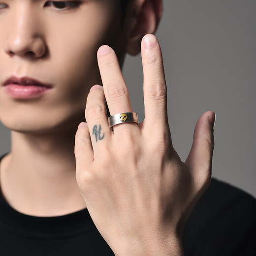 Mingyang Decorative Sea 925 Silver Skull Ring Men's Index Finger Ring Trendy Retro Original Personality Fashion Adjustable Open Ring Skull Ring (Open Adjustable)