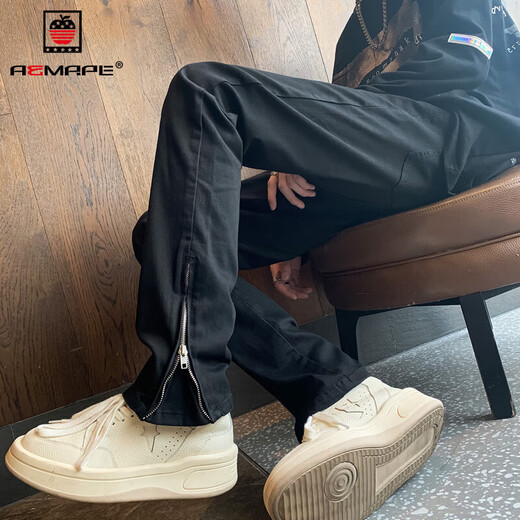 AEMAPE white slim jeans men's American vibe style pants handsome 2025 new upgraded micro-flare straight pants men's white (K838) M 90-110Jin[Jin equals 0.5 kg]