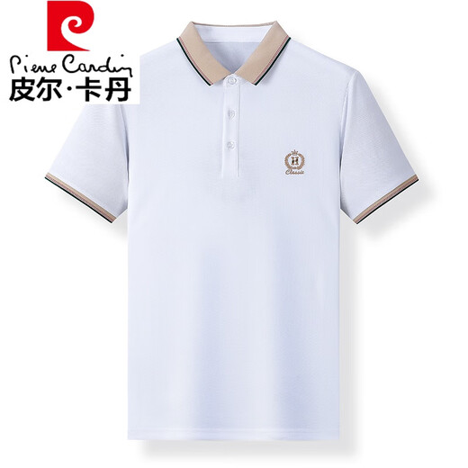 皮尔卡丹高档纯棉Polo保罗衫男士夏季新款冰丝半袖翻领上衣休闲短袖t恤男 HH3882-白色 170/L【建议120-140斤】