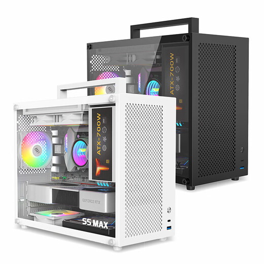 MetalFish S5MAX computer desktop small chassis portable mini desktop multi-mesh cooling supports 180 water cooling black chassis + 3 ARGB fans