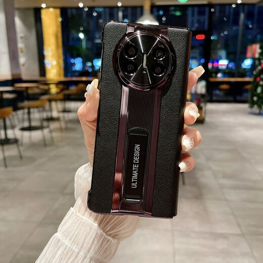 壳爵士 华为MateX5手机壳MateX3保护套翻盖智能皮套高端真皮时尚保时捷隐形支架镜头全包防摔商务保护壳 华为MateX5【羽砂黑】