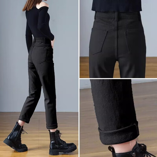 QINGRAN'ER Jeans rectos para mujeres en 2023 Nuevo estilo de primavera y otoño, delgados pantalones de cigarrillo de color beige de caqui delgado 13588 pantalones de color caqui más terciopelo 26