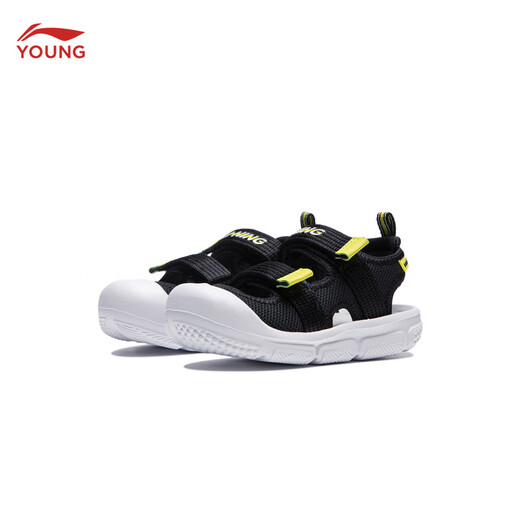 Li Ning children's shoes children's sandals for boys and girls summer style simple and comfortable sports and leisure sandals YKKU020 black-3 25