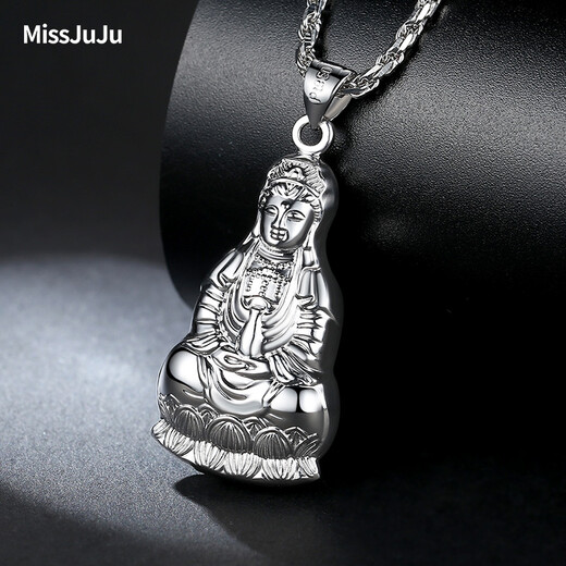 Miss JuJu pt950 platinum Guanyin pendant for men, platinum large tag, Guanyin Bodhisattva pendant for women, necklace not included, pendant height 15mm, width 7mm, weight 1.0-1.2g