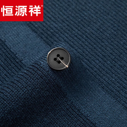 恒源祥高档秋冬中年男士羊毛衣开衫爸爸外穿针织衫加厚保暖粗毛线外套 KF87-683 藏青色【细毛线】 L 170 【合适120-140斤穿】