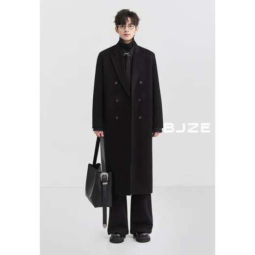 
Earl Dowel Goose-in-Line Full Wool Double-Side Wool Coat 100% Men's Long Over-Knee Warm Jacket 2024 Autumn and Winter New Style Black (plus removable-Goose-In-Line) M (170)