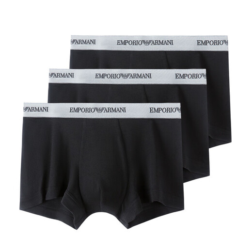 安普里奥·阿玛尼（Emporio Armani）夏季新款运动潮流休闲男平角内裤3件套装111357 CC717 黑色 M