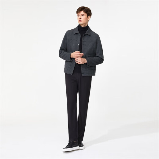 Jinlilai GY Clothing Single Jacket Men's Lapel Single Jacket Fashion Casual Men's Top Jacket Grey 1XL