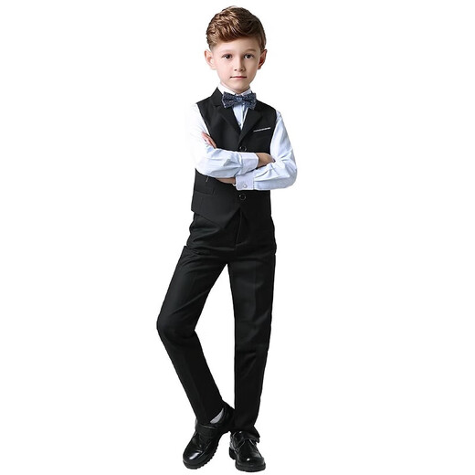 Romon Children's Suit Boys Hobe Flower Girl Vest Suit Host Host Wedding Piano Graduation Performance Navy 150