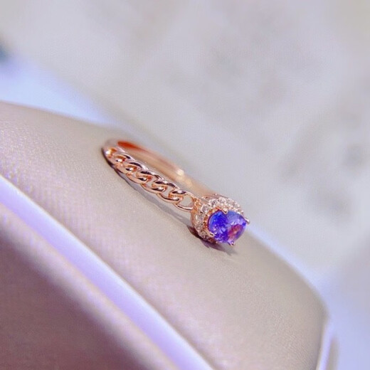 Luxurious, fashionable and sweet S925 sterling silver inlaid with sparkling natural tanzanite fine diamond open ring for women, versatile tanzanite ring with adjustable opening