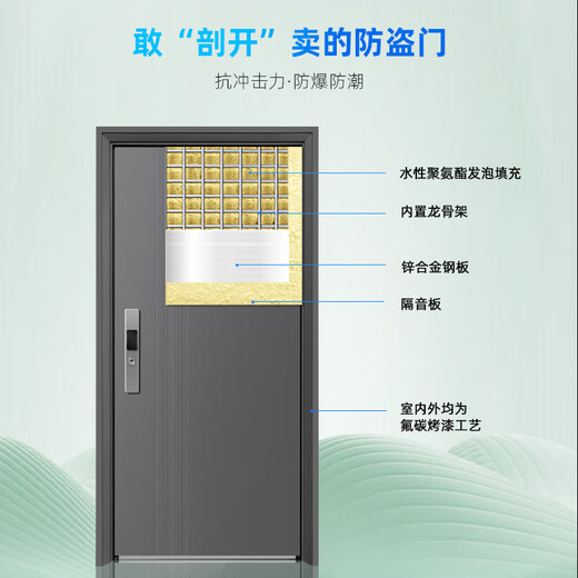 Yu'an dun yu'an dun nationale Standard Klasse A Sicherheitstür ohne höhere Tür Kopf Stille Eingangstür Schaum gefülltes Sicherheitstür Haushalt Deluxe mechanische Schloss einzelne Tür 2150*1050