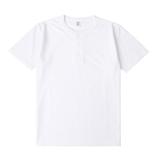 Heavy heavy cotton Henry shirt short-sleeved T-shirt men's summer American retro trend ins loose casual Henry neck T-shirt white XL (recommended 151Jin[Jin equals 0.5 kg]-170Jin[Jin equals 0.5 kg])
