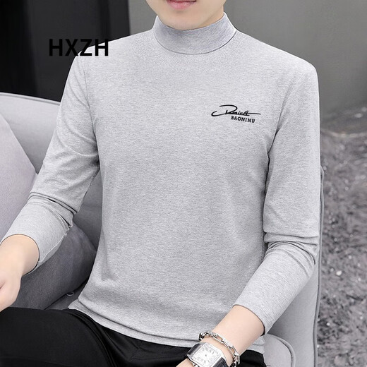 HXZH light luxury men's half turtleneck long-sleeved T-shirt men's autumn and winter slim men's top fashionable inner warm bottoming shirt black XL (recommended 130-145 Jin Jin equals 0.5 kg)