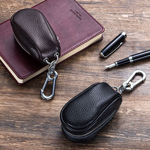 KUQIDAISHU new top layer cowhide key bag large capacity genuine leather texture multifunctional car key bag door key bag men and women black thickened/[top layer cowhide] editor