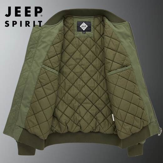 JEEP SPIRIT Jeep flagship thick bomber jacket men's autumn and winter outdoor leisure pure cotton washed cotton and thickened cotton jacket black (cotton and thickened) XL /135-150Jin Jin equals 0.5 kg