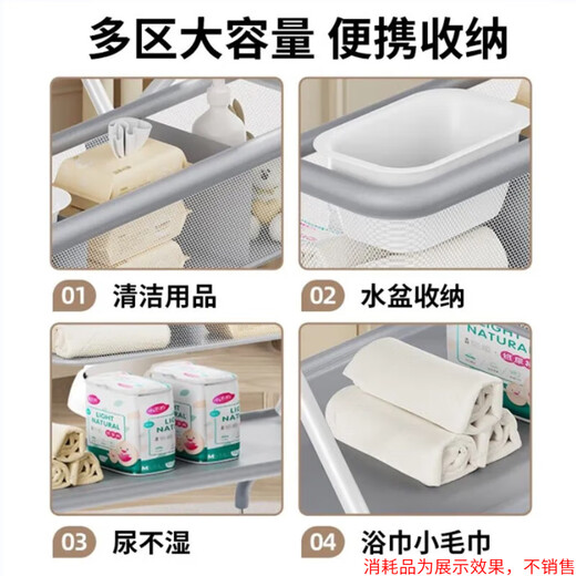Heyu baby diapers table baby diapers change foldable multi-functional neonatal care operation table Monsoon ash (skeleton table upgrade)