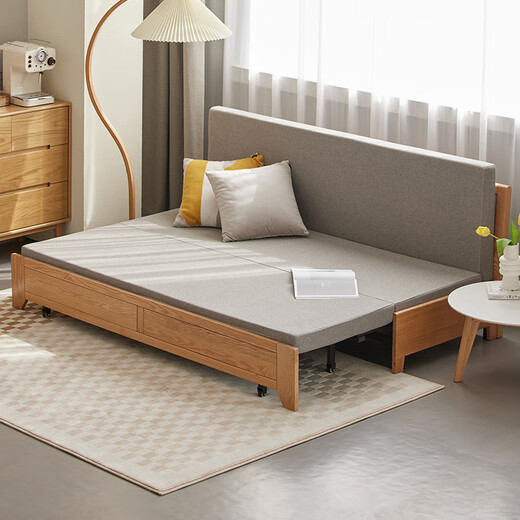 Original massives Holzsofa-Bett faltbare Multifunktions-Doppelsofa-Bett-1,5 Meter (Beige) A4063