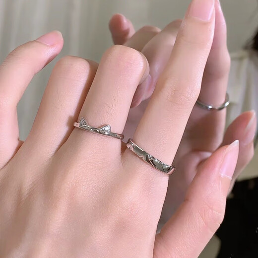 BXES925 sterling silver Cat Diary Couple Ring ins exquisite, gentle, sweet and versatile couple ring commemorative gift Cat Diary Couple Ring Couple Pair Gift Box