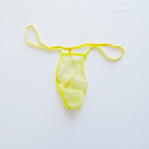 New men's sexy underwear thong transparent breathable sexy pants sexy seamless briefs 3 pieces pink + yellow + white, one size fits all 100-160