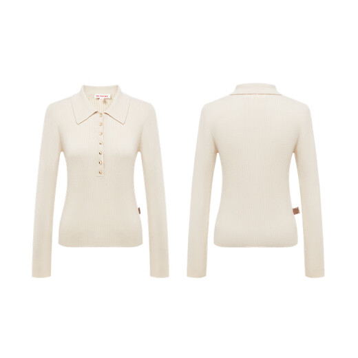 EP Yaying Women's Clothing Yak Polo Collar Metal Button Sweater Shopping Mall Same Model 9913A White M
